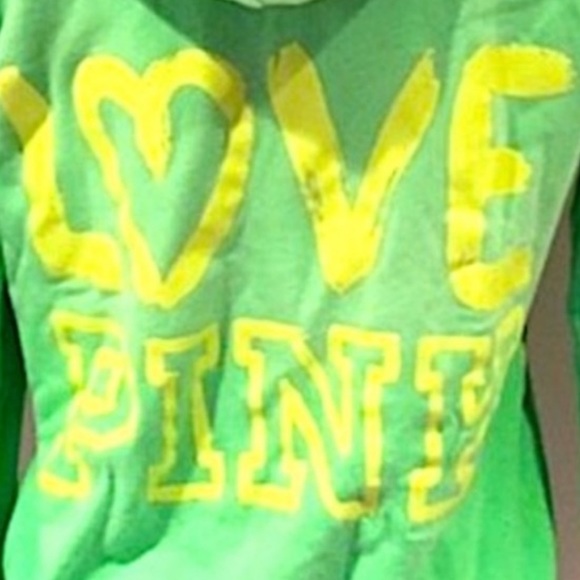 ‼️SOLD‼️ VICTORIAS SECRET PINK Vintage Green Zip Up Hoodie Jacket - Picture 4 of 7